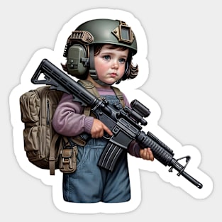 The Little Girl and a Gun Sticker